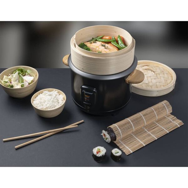 Bestron Olla arrocera vaporera bamb&uacute; y set sushi ARC100BBS negro 1 L