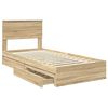 vidaXL Cama con almacenamiento con cabecera Roble Sonoma 90 x 190 cm