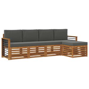 vidaXL Conjunto de sof&aacute;s de exterior 5 pcs Natural y Antracita