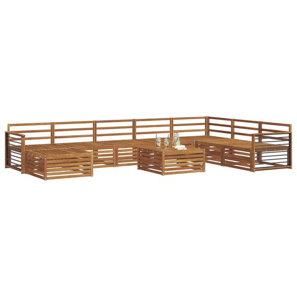 vidaXL Juegos de sof&aacute;s 9 pcs Natural Madera de Acacia S&oacute;lida