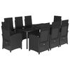 vidaXL Set de comedor de jard&iacute;n 9 pzas y cojines rat&aacute;n sint&eacute;tico negro