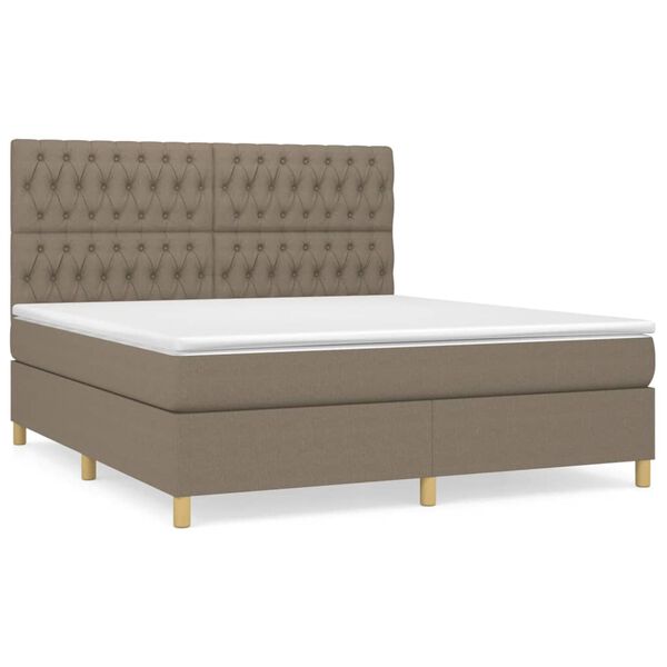 vidaXL Cama box spring con colch&oacute;n tela gris taupe 180x200 cm