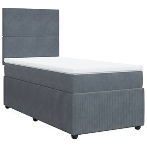 vidaXL Cama box spring con colch&oacute;n terciopelo gris oscuro 80x200 cm