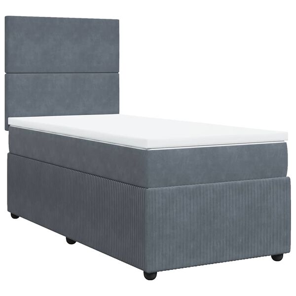 vidaXL Cama box spring con colch&oacute;n terciopelo gris oscuro 80x200 cm