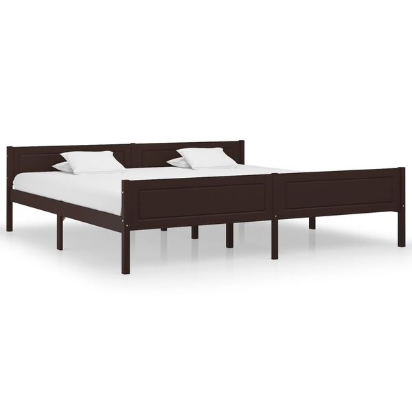 vidaXL Estructura cama sin colch&oacute;n madera pino marr&oacute;n oscuro 200x200cm