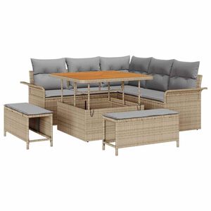 vidaXL Conjunto de sof&aacute; de jard&iacute;n con coj&iacute;n 8 pcs Beige y Gris Claro