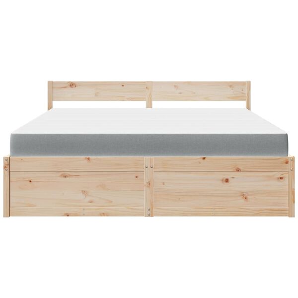 vidaXL Cama con cajones y colch&oacute;n madera maciza de pino 180x200 cm