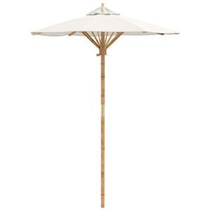 vidaXL Sombrilla de jard&iacute;n Redondo &Oslash; 150 x 210 cm Bamb&uacute; Blanco Crema