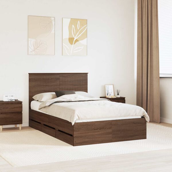 vidaXL Estructura de cama Roble Marr&oacute;n 120 x 200 cm Madera Ingenieril