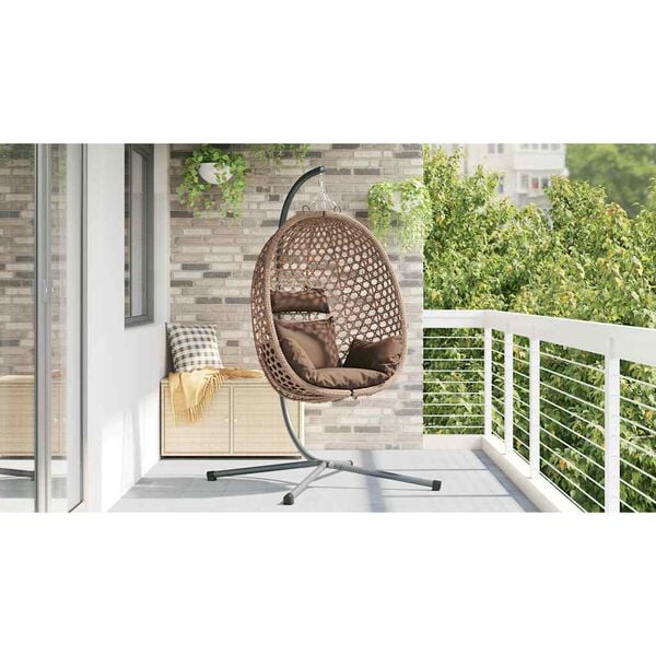 vidaXL Silla huevo colgante Caf&eacute; 104 x 100 x 191 cm rat&aacute;n sint&eacute;tico