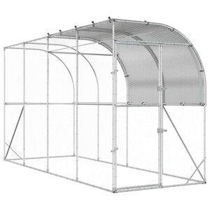 vidaXL Gallinero Contra la Pared Plateado 400 x 100 x 215 cm