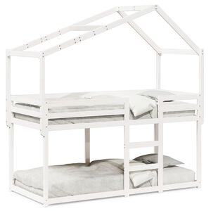 vidaXL Cama litera con techo madera maciza de pino blanco 90x190 cm