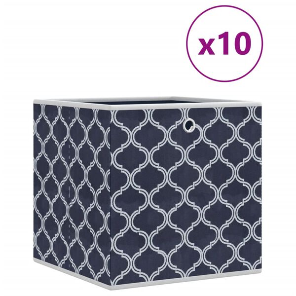 vidaXL Cajas almacenaje plegables 10 uds no tejida azul 32x32x32 cm