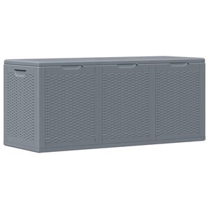 vidaXL Caja de almacenaje para jard&iacute;n PP aspecto de rat&aacute;n gris 270 L