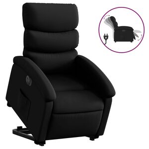 vidaXL Sill&oacute;n reclinable y elevable el&eacute;ctrico cuero sint&eacute;tico negro