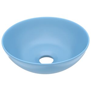 vidaXL Lavabo de cuarto de ba&ntilde;o redondo cer&aacute;mica azul claro