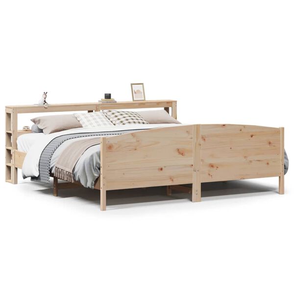 vidaXL Estructura de cama sin colch&oacute;n madera maciza de pino 200x200 cm