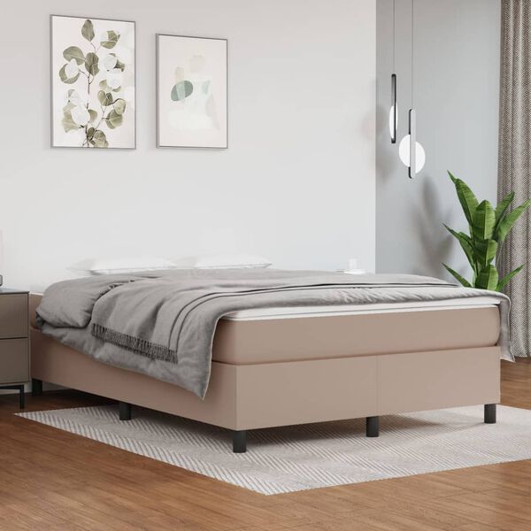 vidaXL Estructura Estructura de cama con somier cuero sint&eacute;tico capuchino 140x190cm