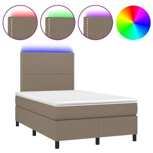 vidaXL Cama box spring con colch&oacute;n y LED tela gris taupe 120x190 cm