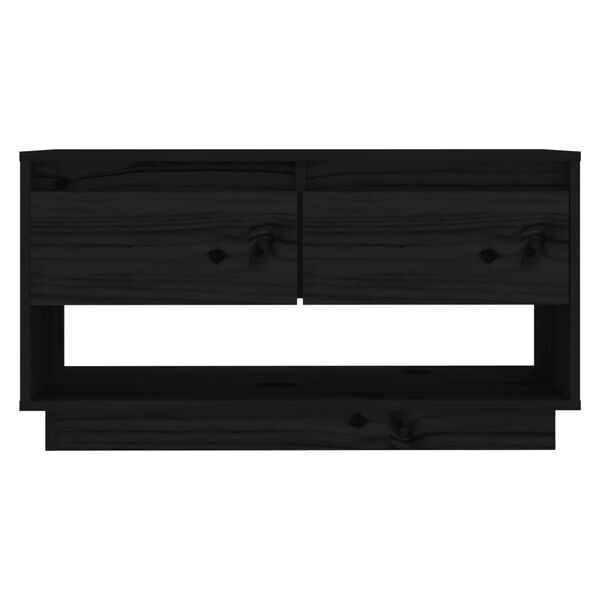 vidaXL Mueble de TV de madera maciza de pino negro 74x34x40 cm