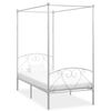 vidaXL Estructura de cama con dosel sin colch&oacute;n metal blanco 90x200 cm