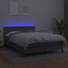 vidaXL Cama box spring colch&oacute;n y LED cuero sint&eacute;tico gris 140x200 cm