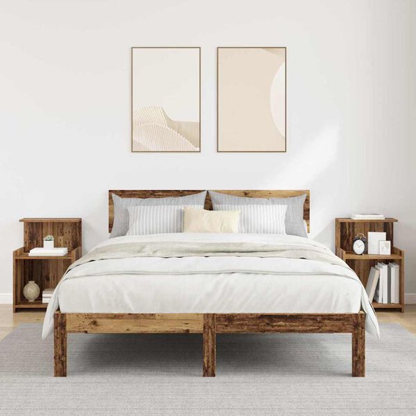 vidaXL Armario de Noche 2 pcs Madera vieja 40 x 35 x 60 cm