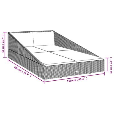 vidaXL Tumbona cama de jardín ratán sintético negro 110x200 cm