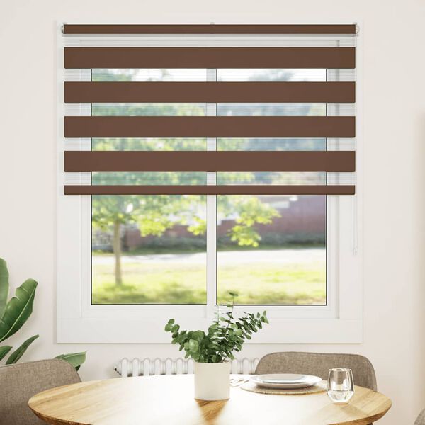 vidaXL Estor cebra marr&oacute;n 120x100 cm tejido ancho 115,9 cm poli&eacute;ster