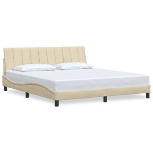 vidaXL Estructura de cama sin colch&oacute;n Hanko tela color crema 180x200 cm