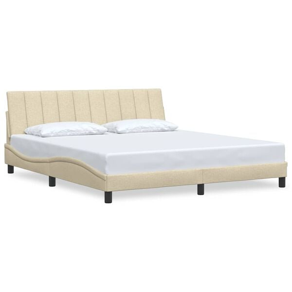 vidaXL Estructura de cama sin colch&oacute;n Hanko tela color crema 180x200 cm
