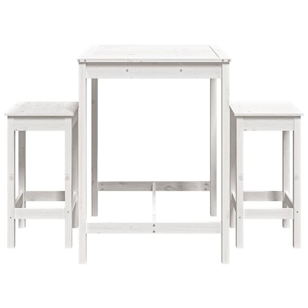 vidaXL Set de mesa y taburetes altos jard&iacute;n 3 pzas madera pino blanco