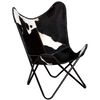 vidaXL Silla mariposa de cuero aut&eacute;ntico negro y blanco