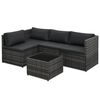 vidaXL Set de muebles de jard&iacute;n 5 pzas y cojines rat&aacute;n sint&eacute;tico gris