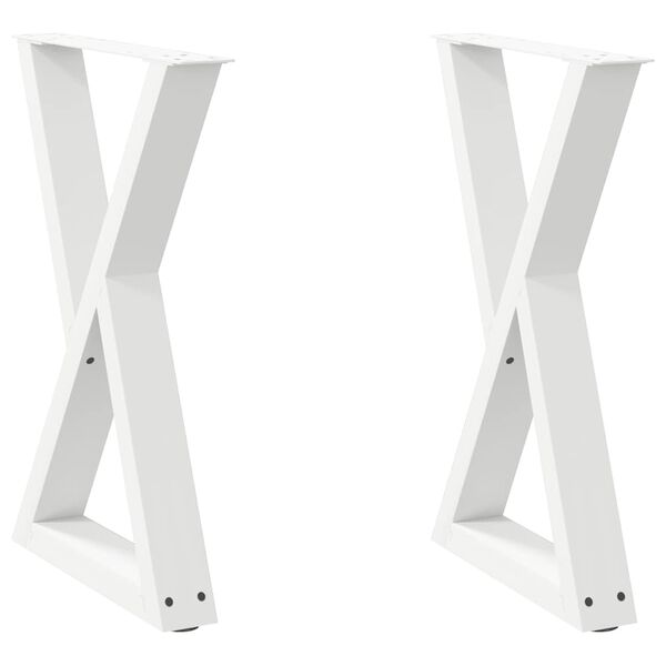 vidaXL Patas para mesa de comedor (2 unidades), color blanco, 60 x 72-73,3 cm, acero