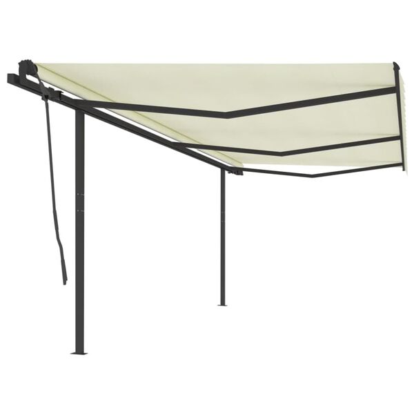 vidaXL Toldo retr&aacute;ctil autom&aacute;tico con postes crema 6x3,5 m