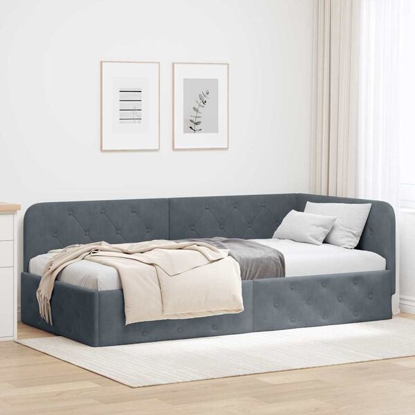 vidaXL Estructura de cama en esquina Gris oscuro 90 x 190 cm