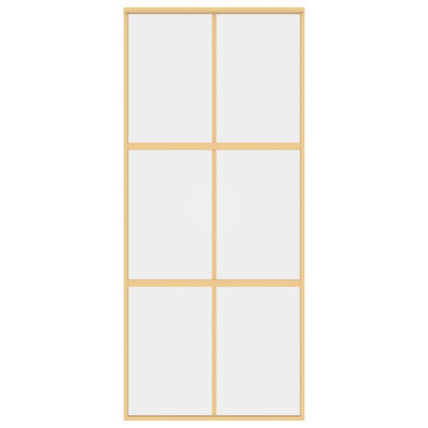 vidaXL Puerta corredera dorada de vidrio ESG transparente y aluminio