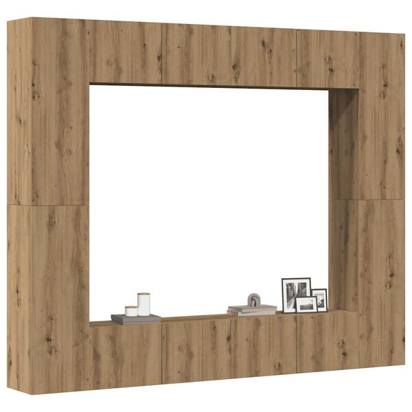 vidaXL Mueble para TV de pared madera contrachapada artesanal 8 piezas