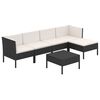 vidaXL Set de muebles de jard&iacute;n 6 pzas y cojines rat&aacute;n sint&eacute;tico negro