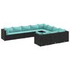 vidaXL Set de sof&aacute;s de jard&iacute;n y cojines 10 pzas rat&aacute;n sint&eacute;tico negro