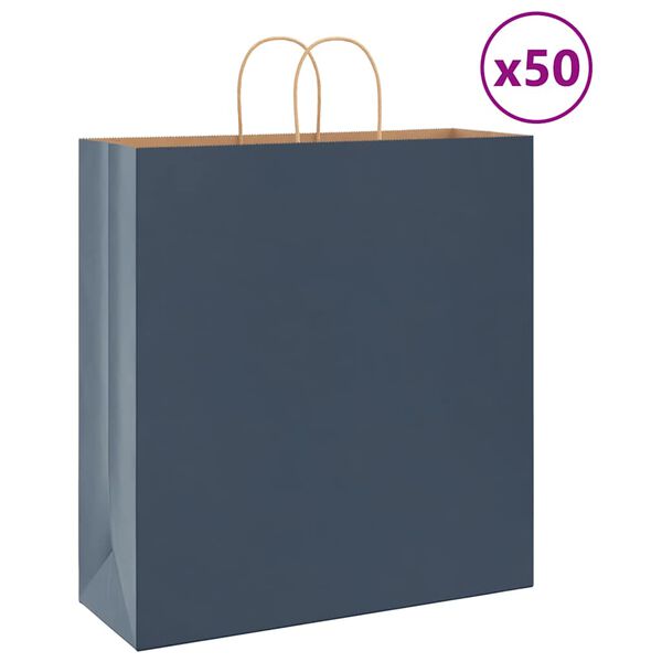 vidaXL Bolsas de papel con asas 50 uds azul 45x17x48 cm