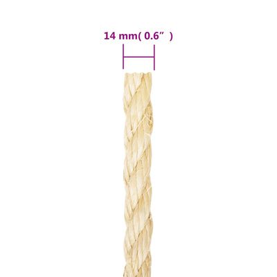vidaXL Cuerda 100% sisal 14 mm 25 m