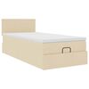 vidaXL Cama otomana con colch&oacute;n crema 90x200 cm tela