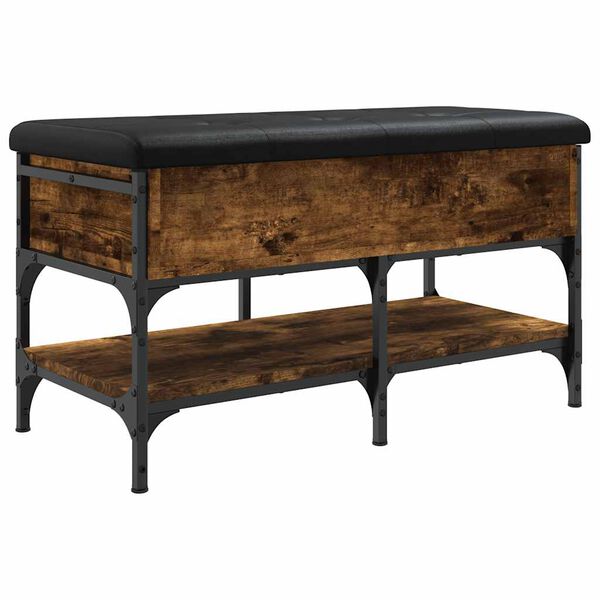 vidaXL Banco zapatero madera de ingenier&iacute;a roble ahumado 82x42x45 cm