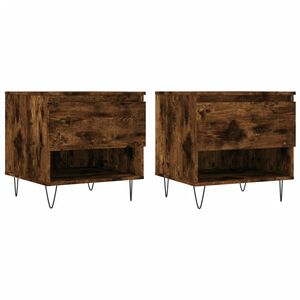 vidaXL Mesas centro 2 uds madera ingenier&iacute;a roble ahumado 50x46x50 cm