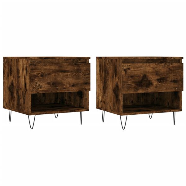 vidaXL Mesas centro 2 uds madera ingenier&iacute;a roble ahumado 50x46x50 cm