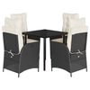 vidaXL Set de muebles jard&iacute;n 5 pzas con cojines rat&aacute;n sint&eacute;tico negro