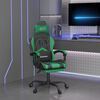 vidaXL Silla gaming giratoria y reposapi&eacute;s cuero sint&eacute;tico negro verde