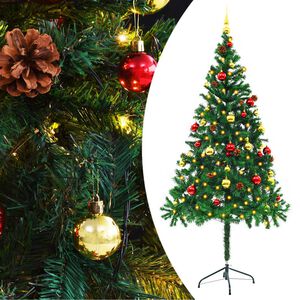 vidaXL &Aacute;rbol de Navidad preiluminado con luces y bolas verde 180 cm